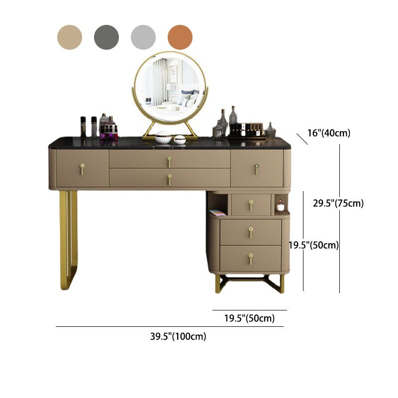 Luxurious 7 Drawers Dresser 29.52" High Vanity Set with Padded Stool