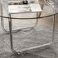 Contemporary Round Glass Top Coffee Table with Steel Sled Legs Clearhalo 'Coffee & Accent Tables' 'Coffee Tables' 'coffee_tables' 'furn' 'furn_coffee_tables' 'Furniture' 'Living Room Furniture' 1200x1200_d5ac2881-f4d8-4ad1-a8a2-55135f626af8