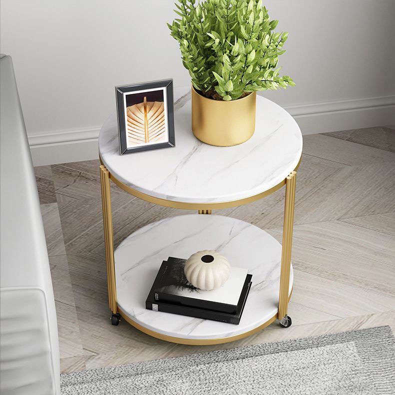 Mesa nocturna de piedra glamorosa 21.65 "gabinete de noche de altura con 2 estantes