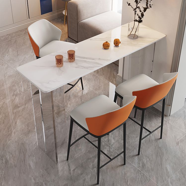 Contemporary Style Stone Bar Table Standard Height Bistro Pub Table