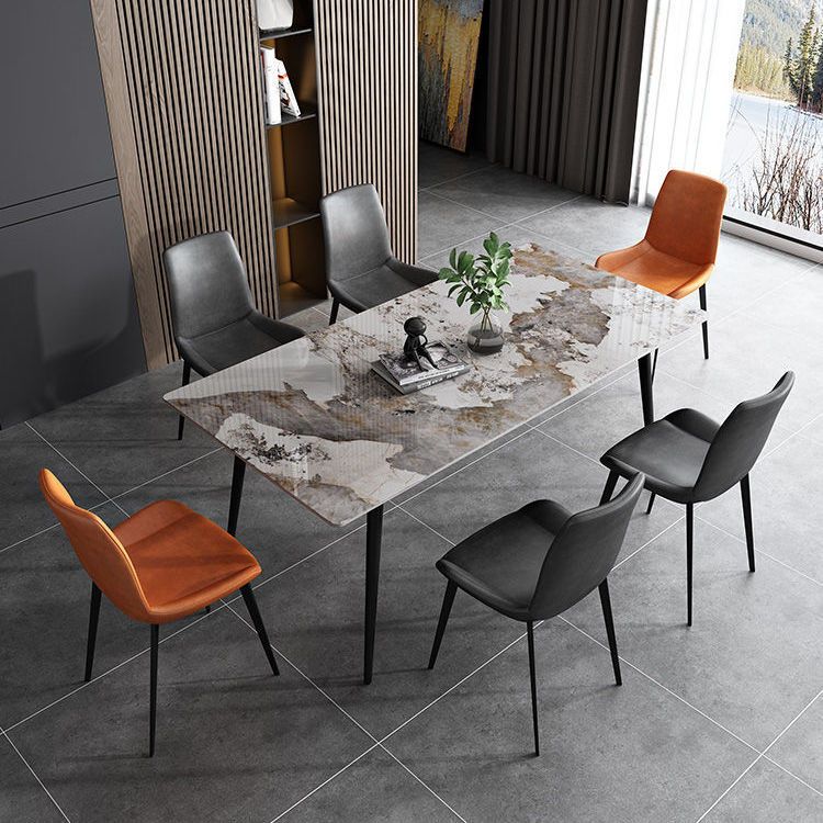 Upholstered Leather Armless Dining Chairs Solid Back Side Chairs with Metal Legs Clearhalo ' kitchen&dining_furn' 'Dining Chairs' 'Dining Tables & Seating' 'dining_chair' 'furn' 'furn_dining_chair' 'Furniture' 'furniture_dining_chair' 'Kitchen & Dining Furniture' 'kitchen' 1200x1200_d5af8d6c-d934-486f-bbc9-33a0d5479a93