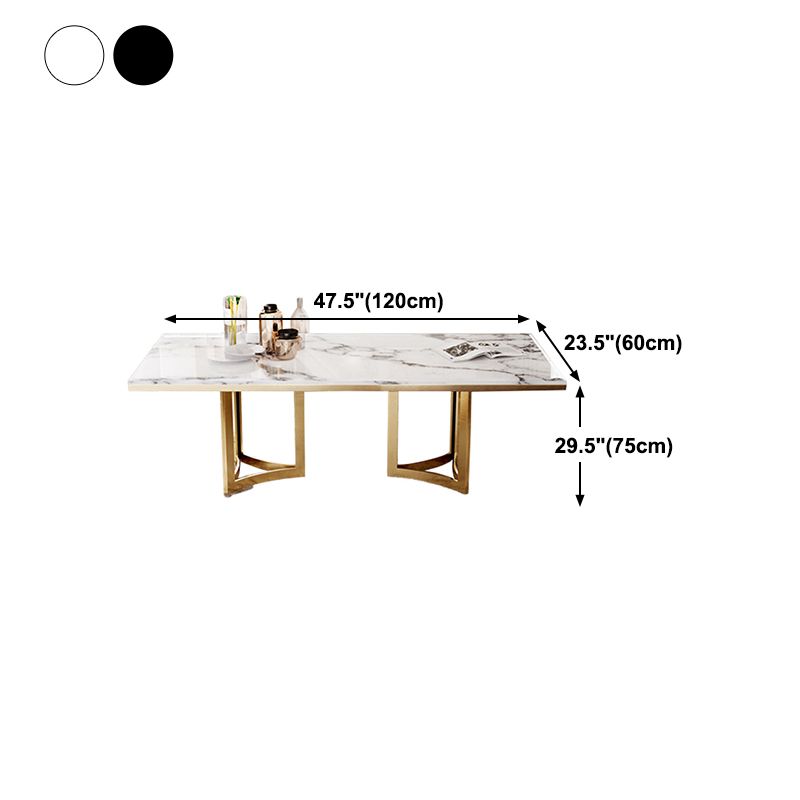 Traditional Luxury Dining Table Rectangle Double Pedestal Table with Gold Frame Clearhalo ' dining_table' 'Dining Tables & Seating' 'Dining Tables' 'furn' 'furn_dining_table' 'Furniture' 'furniture_dining_table' 'Kitchen & Dining Furniture' 'kitchen&dining_furn' 'kitchen' 'kitchen_dining_table' 1200x1200_d5b14db5-08b4-4f18-9e6f-6479385a36ab