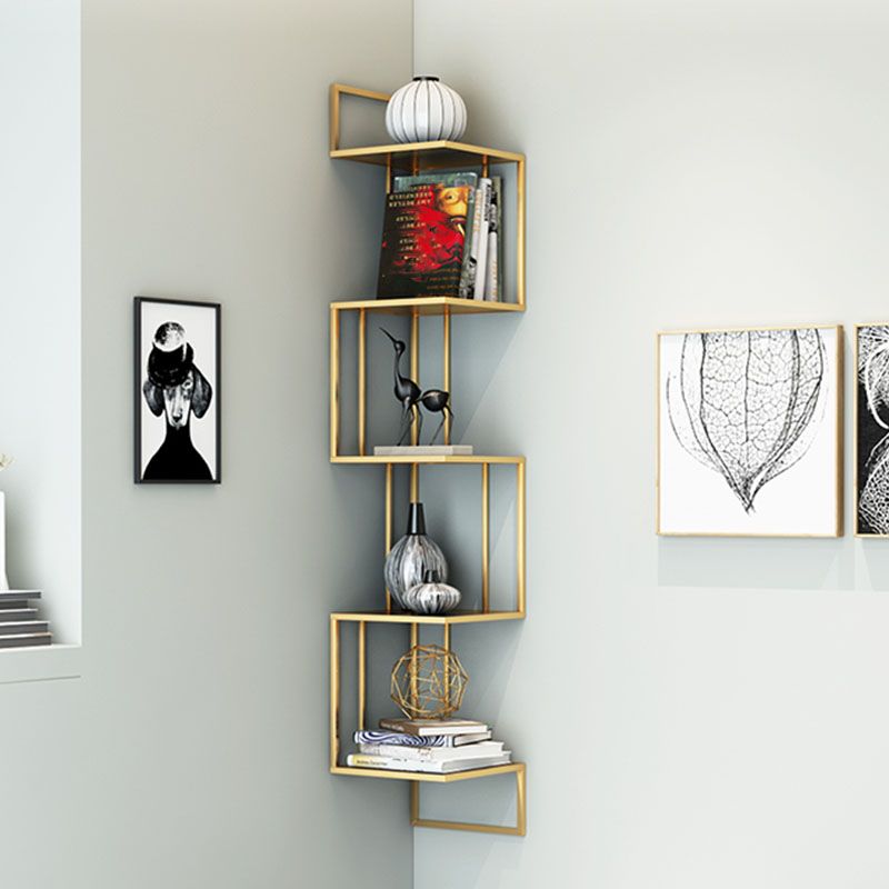 5 scaffali moderni libreria in metallo moderno scaffale a parete montato per soggiorno, 48 "h x 8.5" w