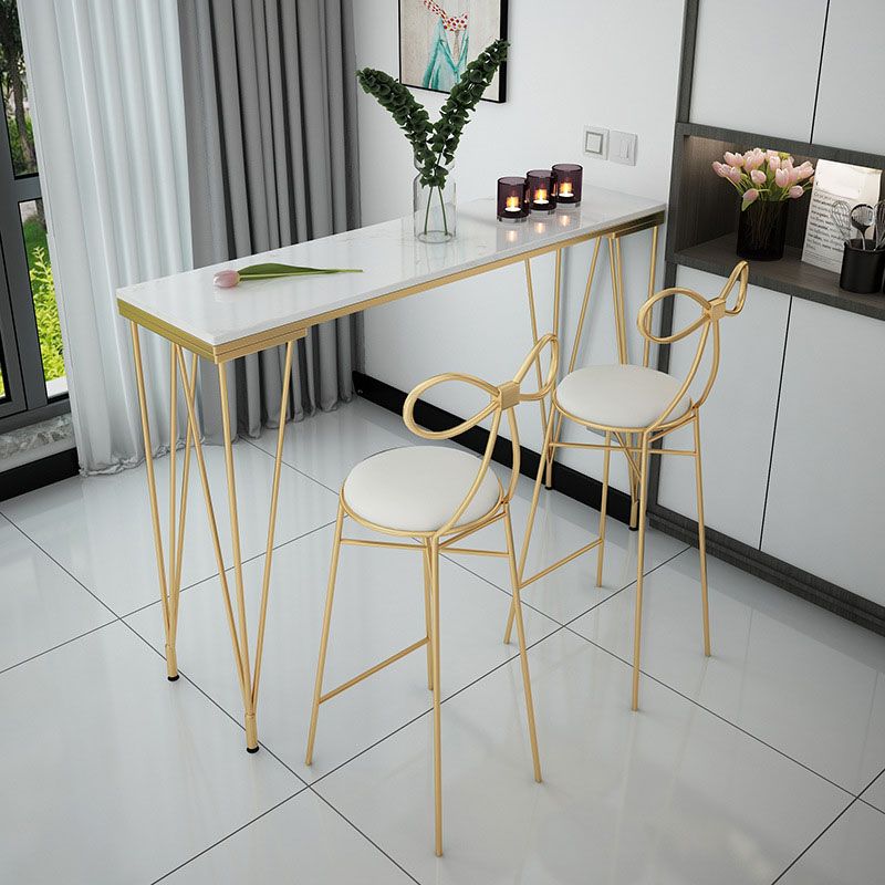 Glam Style Rectangle Bar Table Bar-Height Bistro Pub Table with 4 Legs Clearhalo 'Bar Furniture' 'Bar Tables' 'bar_tables' 'furn' 'furn_bar_tables' 'Furniture' 'Kitchen & Dining Furniture' 1200x1200_d5b31b6d-85b8-4251-89cf-a78d427e185b