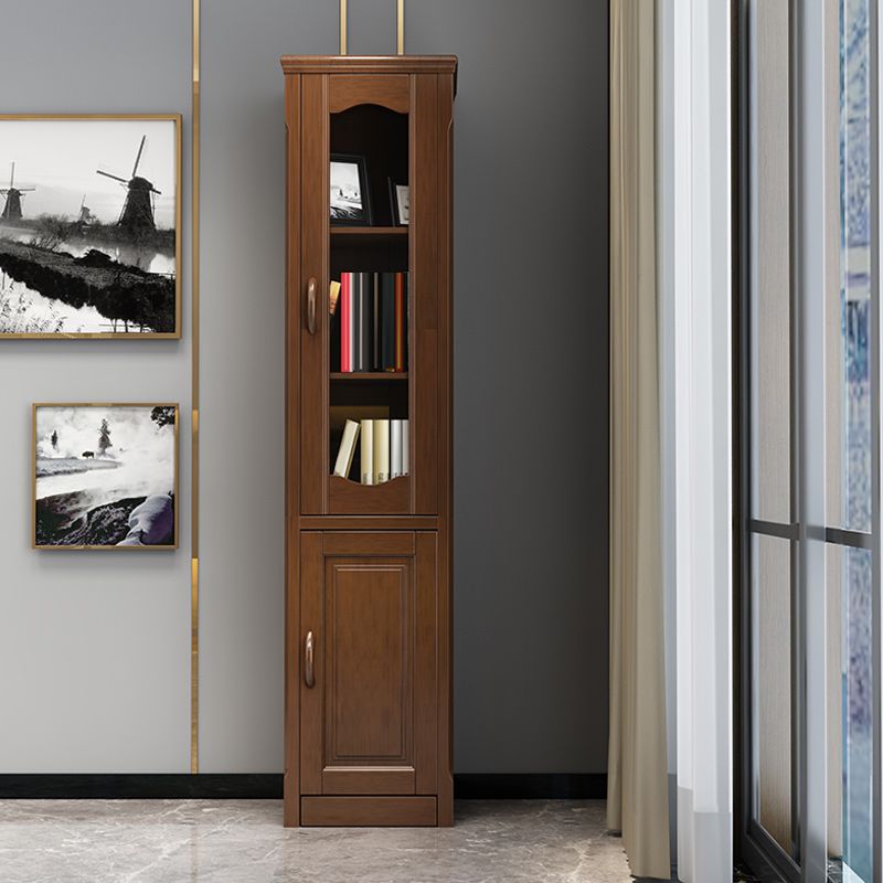 76.8" Tall Solid Wood Accent Cabinet Glass Paned 2 Doors Storage Cabinet Clearhalo 'Cabinets & Chests' 'cabinets_chests' 'furn' 'furn_cabinets_chests' 'Furniture' 'Living Room Furniture' 1200x1200_d5b37375-4e68-4dc0-aa8c-c99200c1a6eb