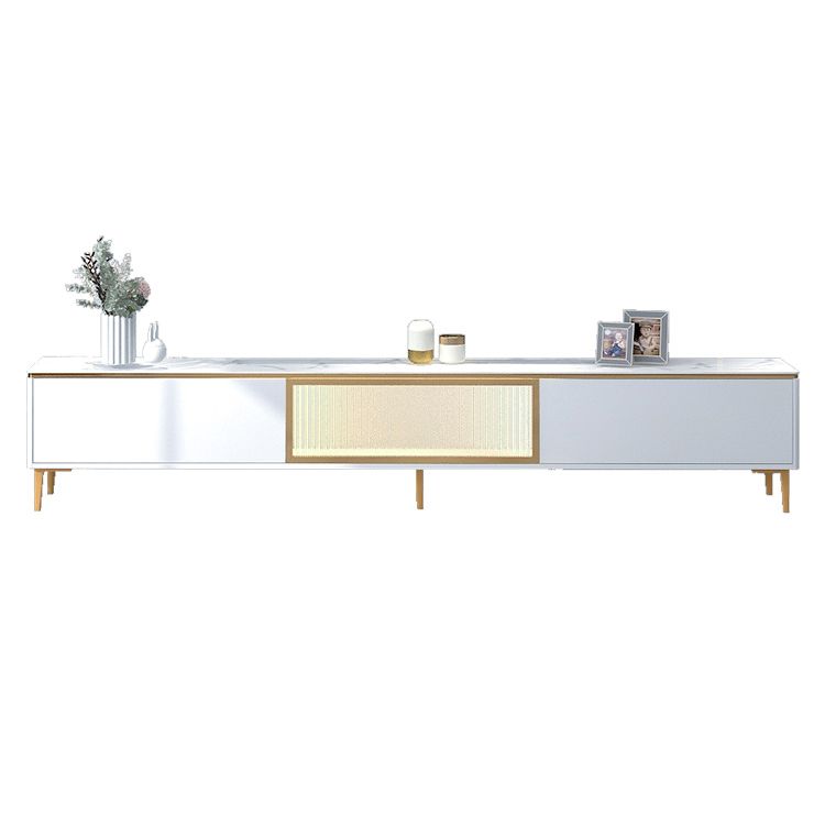 Gabinete de TV de almacenamiento blanco de estilo de piedra estilo glam estilo con 2 cajones