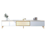 Gabinete de TV de almacenamiento blanco de estilo de piedra estilo glam estilo con 2 cajones