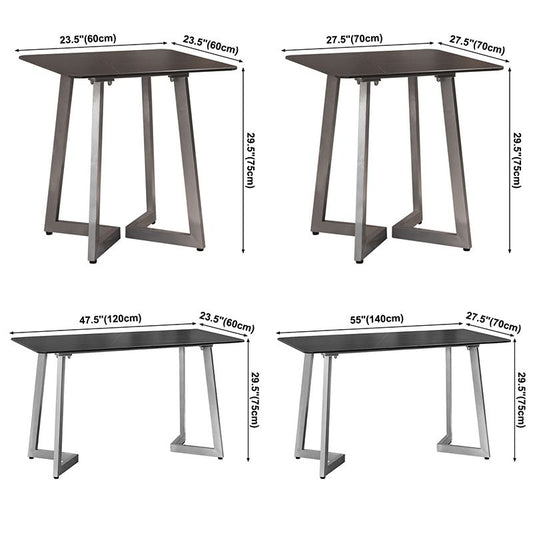 Industrial Dining Table Sintered Stone Dining Table with Black Double Pedestal