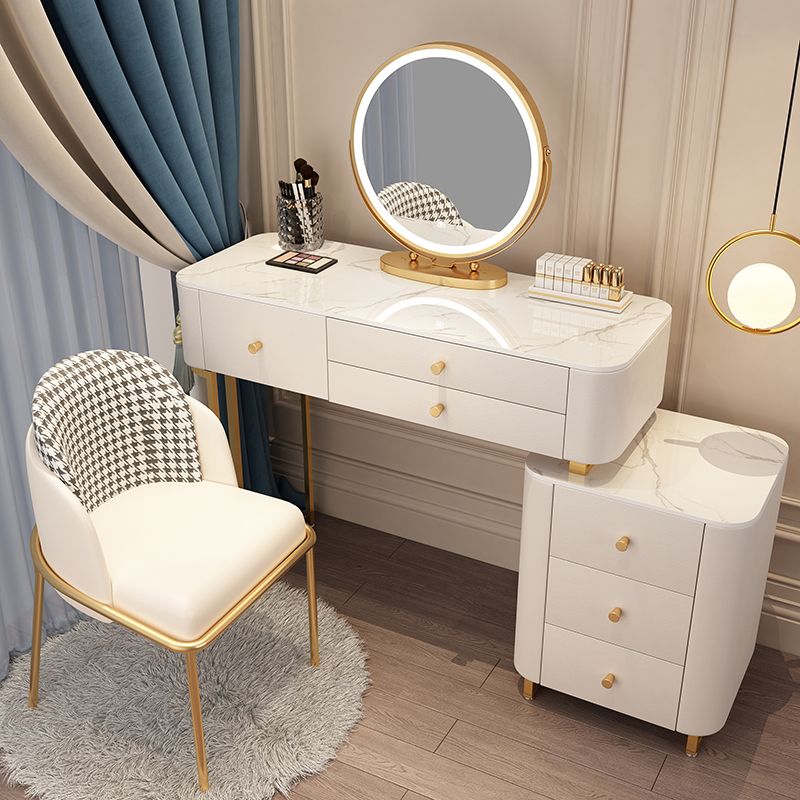 Solid Wood Makeup Vanity Desk Storage Dressing Table Stool Set with Drawer Clearhalo 'Bedroom Furniture' 'furn' 'furn_makeup_vanities' 'Furniture' 'Makeup Vanities' 'makeup_vanities' 1200x1200_d5b8618b-03a9-4186-beca-b6df484442e8