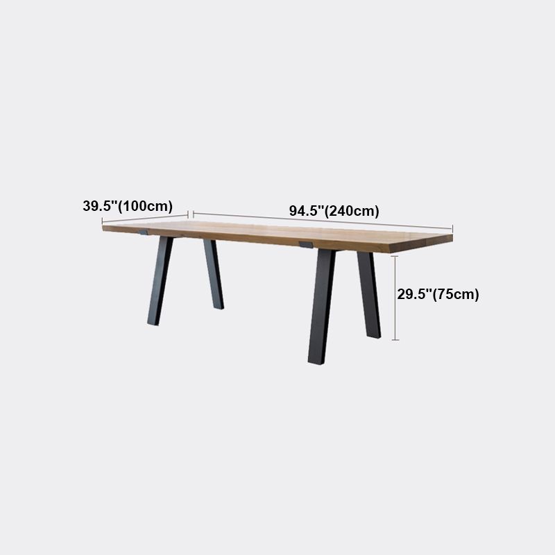 Rectangle 4 Legs Industrial Table Wood Color Fixed Table of Solid Wood Clearhalo ' dining_table' 'Dining Tables & Seating' 'Dining Tables' 'furn' 'furn_dining_table' 'Furniture' 'furniture_dining_table' 'Kitchen & Dining Furniture' 'kitchen&dining_furn' 'kitchen' 'kitchen_dining_table' 1200x1200_d5b86bd7-91aa-4b45-a1bc-fbc6d62f320e