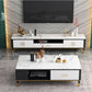 Glam Style TV Stand Stone White Color Open Rangement TV Console avec étagères
