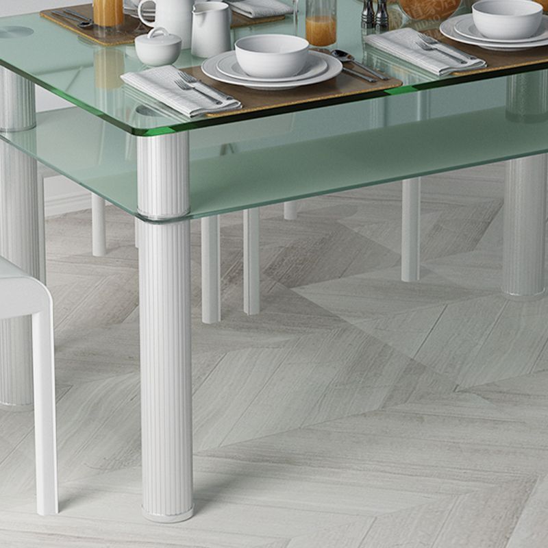 Metal Modern Rectangle Indoor Table Glass Table for Kitchen and Dining Room Clearhalo ' dining_table' 'Dining Tables & Seating' 'Dining Tables' 'furn' 'furn_dining_table' 'Furniture' 'furniture_dining_table' 'Kitchen & Dining Furniture' 'kitchen&dining_furn' 'kitchen' 'kitchen_dining_table' 1200x1200_d5ba3083-0a91-4381-af2e-0467d9086e63
