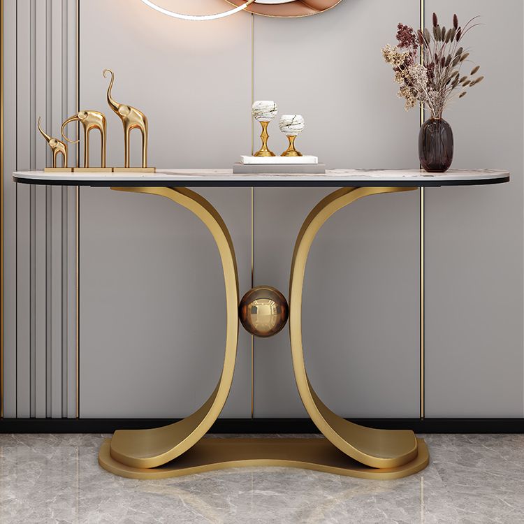 Tavolo console glam a mezza luna di divano console in pietra per hall