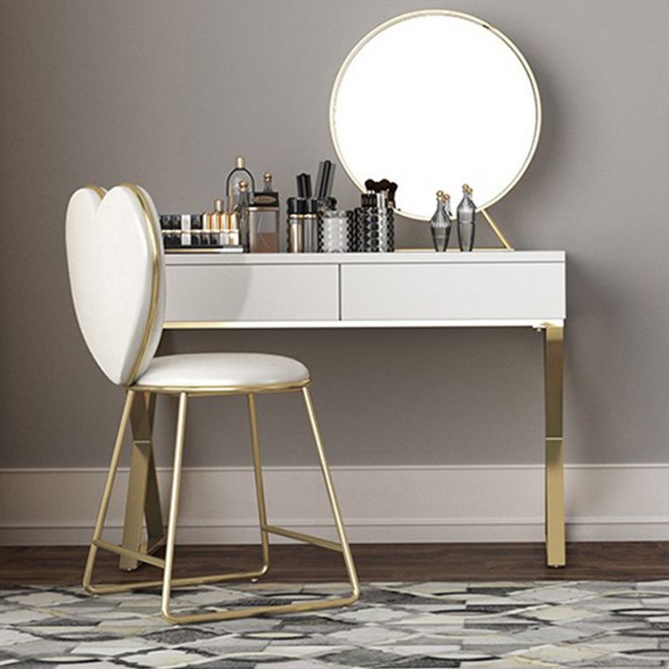 Tocador de maquillaje blanco brillante 15.74 "Juego de tocador de madera ancho con cajones de almacenamiento