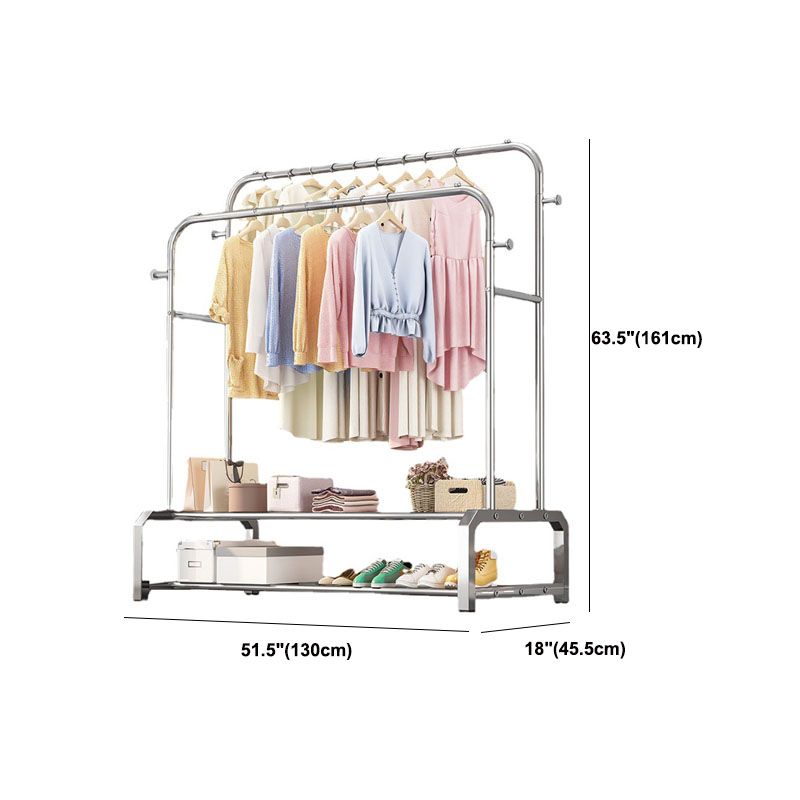 Industrielle Edelstahlhalle Hang Hängende Schienen untere Regal und 2 Haken Kleiderbügel