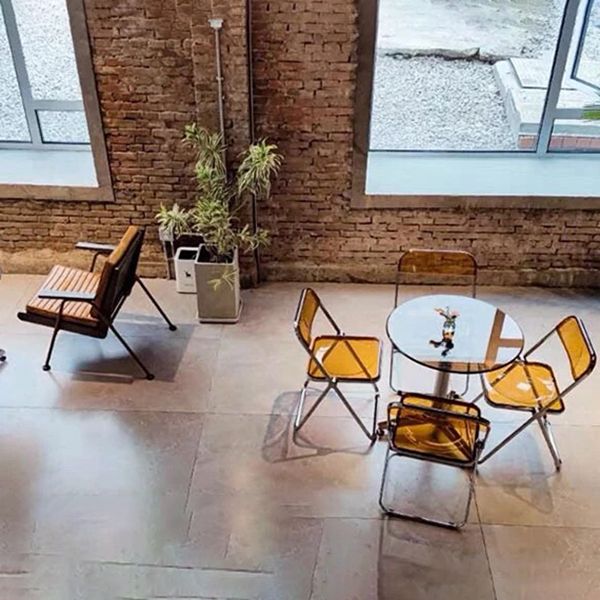 Round Tripod Dining Site Table Contemporary Tempered Glass Dinette Table Clearhalo ' dining_table' 'Dining Tables & Seating' 'Dining Tables' 'furn' 'furn_dining_table' 'Furniture' 'furniture_dining_table' 'Kitchen & Dining Furniture' 'kitchen&dining_furn' 'kitchen' 'kitchen_dining_table' 1200x1200_d5bb47b9-eb14-49d0-914c-f47b01674e9a