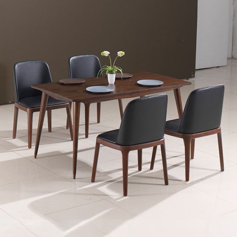 コンテンポラリーキッチンウッドダイニングチェアPUレザーサイドチェア