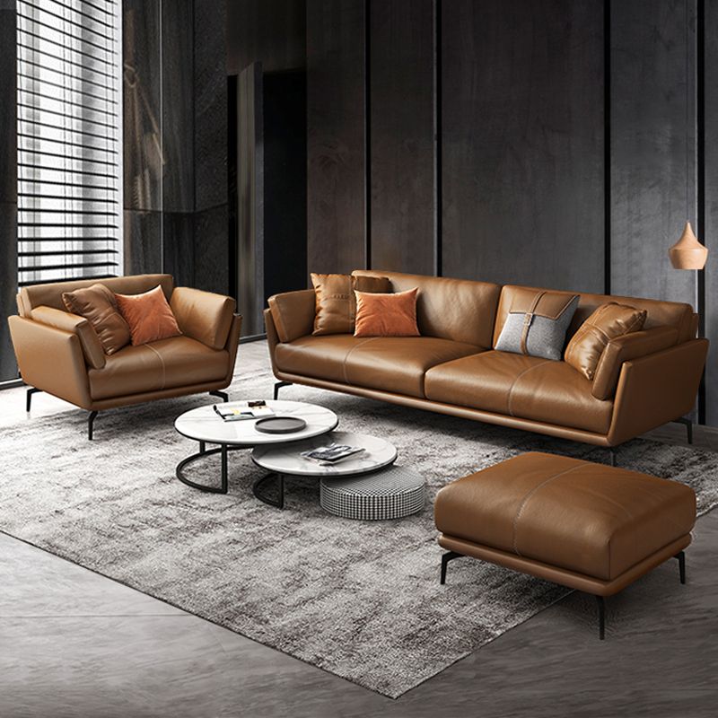 32" High Contemporary Square Arm Standard Sofa with Loose Back for Living Room, Brown Clearhalo 'furn' 'furn_sofas' 'Furniture' 'furniture_sofas' 'Living Room Furniture' 'Sofa' 'sofas' 1200x1200_d5bbda45-e220-4ea2-8201-d279fe9ec663