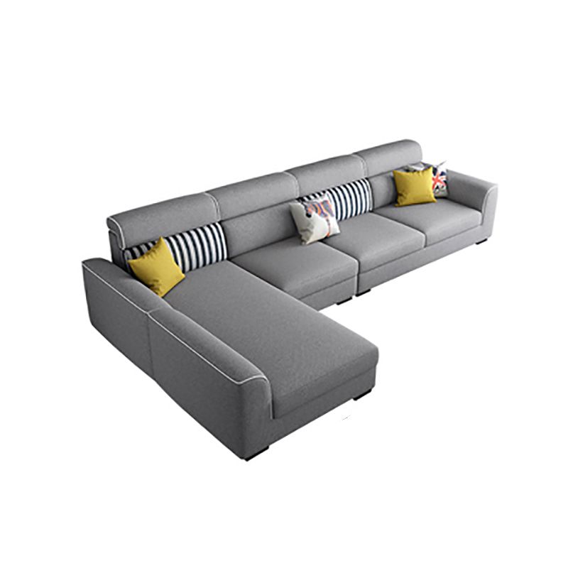 34.6"H Modern Linen/Faux Leather Square Arm Sofa& Chaise Lounge for Living Room Clearhalo 'furn' 'furn_sectionals' 'Furniture' 'furniture_sectionals' 'kitchen' 'kitchen_sectionals' 'Living Room Furniture' 'Sectionals' 1200x1200_d5bc7b6a-171d-4663-af50-b3fd7207e12b