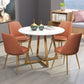 Glam Style Stone Table for Restaurant Round Table with Gold Pedestal Clearhalo 'Dining Tables & Seating' 'Dining Tables' 'dining_table' 'furn' 'furn_dining_table' 'Furniture' 'Kitchen & Dining Furniture' 1200x1200_d5bda80d-2916-4294-9196-97f32826e3a8