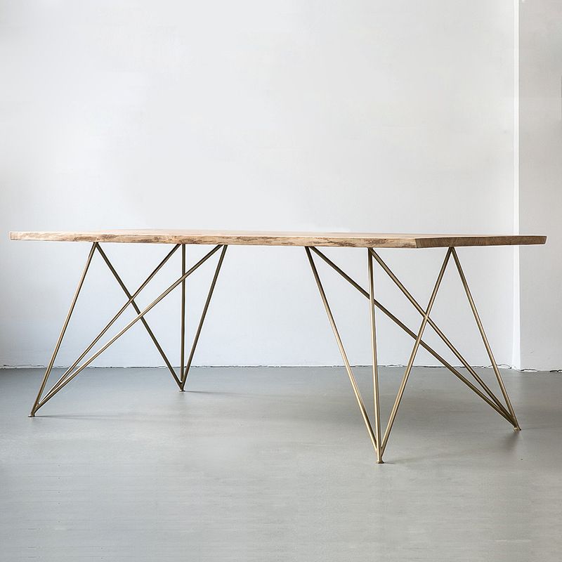 Wood Top Dining Table Industrial Rectangle Table with Double Pedestal Base Clearhalo 'Dining Tables & Seating' 'Dining Tables' 'dining_table' 'furn' 'furn_dining_table' 'Furniture' 'furniture_dining_table' 'Kitchen & Dining Furniture' 'kitchen' 'kitchen_dining_table' 1200x1200_d5bfa244-7d41-4ce0-95fb-6fe03ab33bef