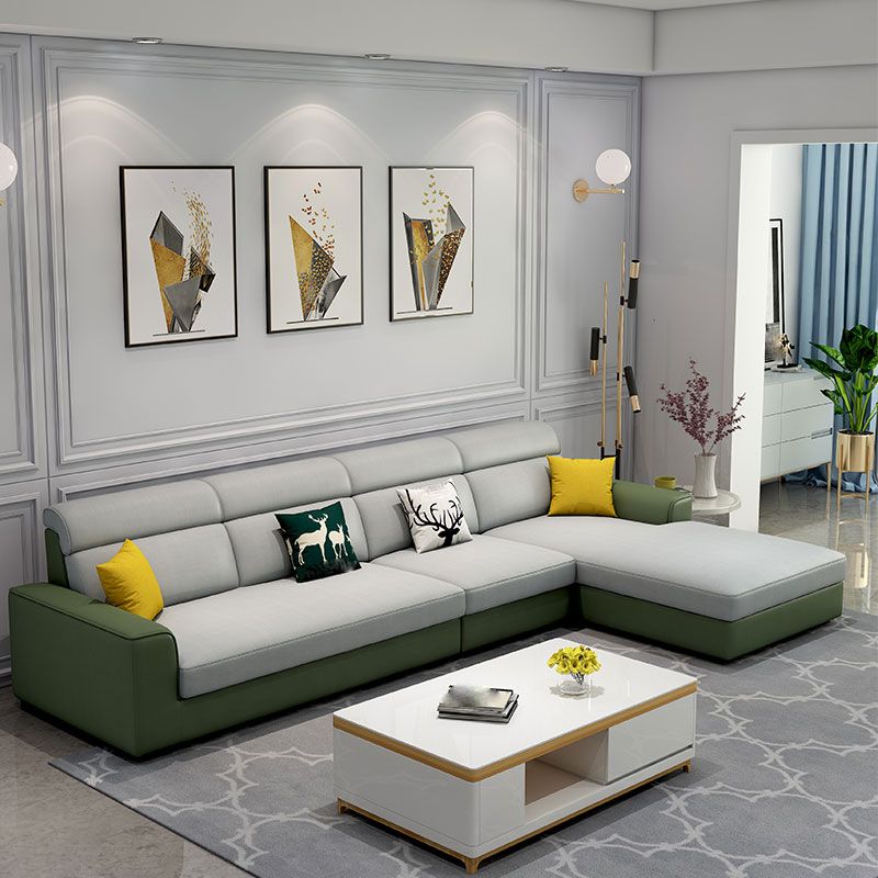 Faux Leather 4-Seater L-Shape Cushion Back Sectional Sofa with Chaise Clearhalo 'furn' 'furn_sectionals' 'Furniture' 'furniture_sectionals' 'Living Room Furniture' 'Sectionals' 1200x1200_d5c07269-8258-441e-aa04-7b2a1ea1cebb