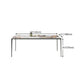 Industrial Style Rectangle Dining Table Stone Furniture with Metal 4 Legs