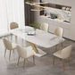 Stone Dining Table Set 1/4/5/7 Pcs Glam Rectangle Dining Table and Upholstered Chairs