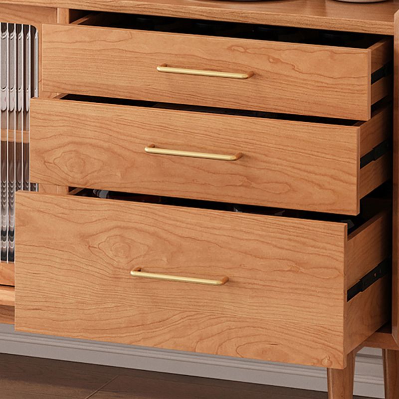 Moderno 5 cassetti a buffet stand pino tavolo laboard in legno massiccio con porta di vetro