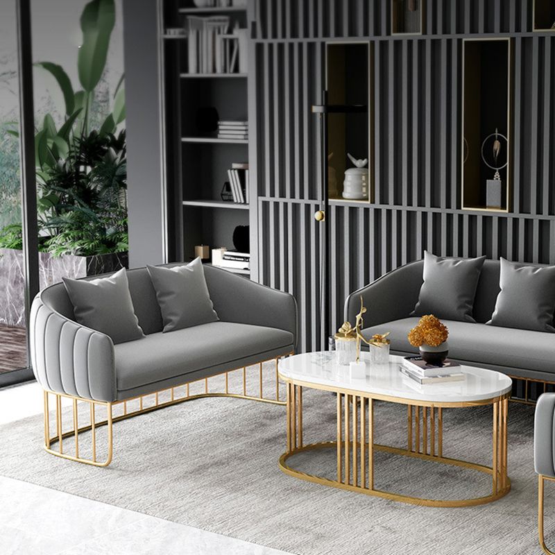 Blau/grau Samtsofa Modernismus Smoking -Arm -Sofa mit Kissen