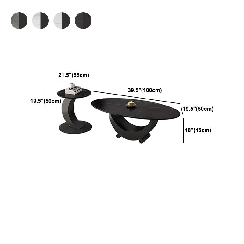 2 Piece Nesting Tables Oval Minimalist Modern Coffee Table Set Clearhalo 'Coffee & Accent Tables' 'Coffee Tables' 'coffee_tables' 'furn' 'furn_coffee_tables' 'Furniture' 'Living Room Furniture' 1200x1200_d5c53eba-a067-455f-b428-3594ba8e2f0c