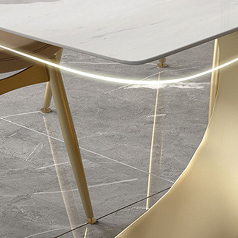 Traditional Luxury Table Metal Base Rectangle Pedestal Casual Dining Table for Home