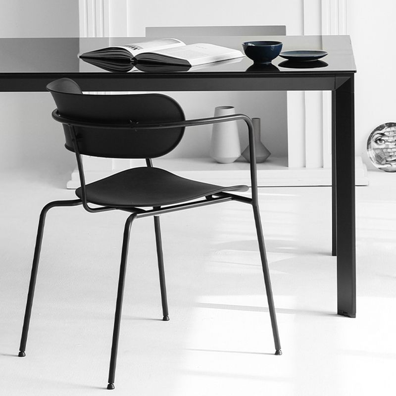 Contemporary Style Arm Chair Plastic Open Back Side Chair with Metal Base Clearhalo 'Dining Chairs' 'Dining Tables & Seating' 'dining_chair' 'furn' 'furn_dining_chair' 'Furniture' 'Kitchen & Dining Furniture' 1200x1200_d5c7b5da-da34-47a4-bd26-645d500b77ee