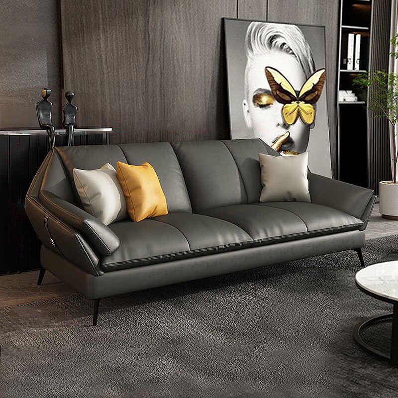 Down Fill Cushions Leather Living Room Pillow Top Arm Modular Sofa & Chaise Clearhalo 'furn' 'furn_sectionals' 'Furniture' 'furniture_sectionals' 'kitchen' 'kitchen_sectionals' 'Living Room Furniture' 'Sectionals' 1200x1200_d5ca8090-a3a3-40a0-a0fa-d576670e48ca