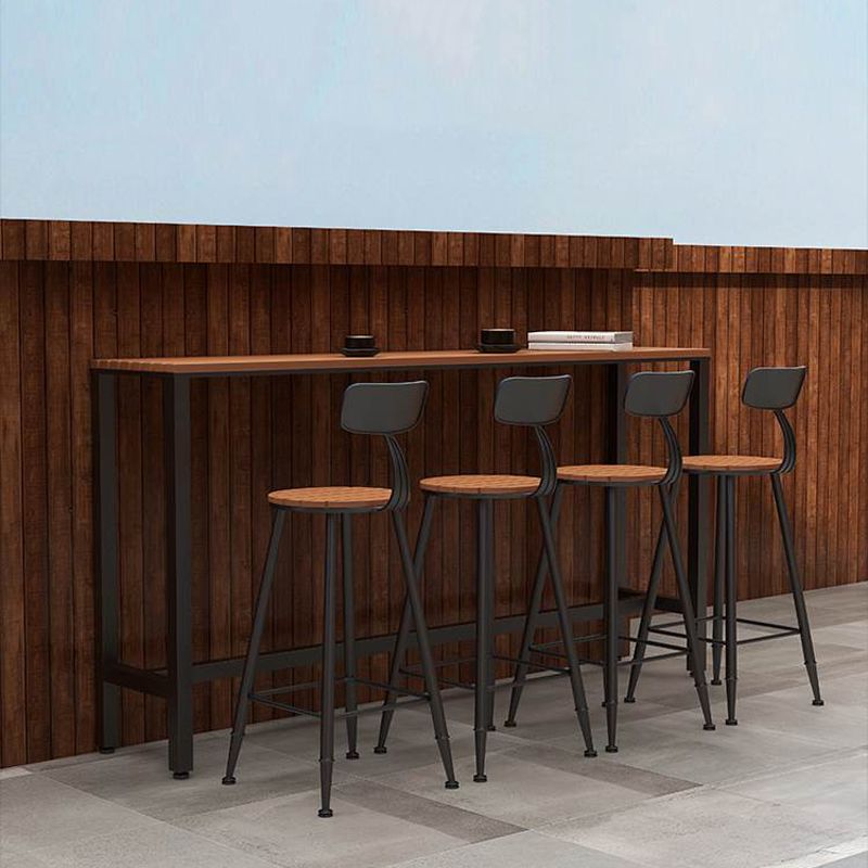Ensemble de Table de Bar moderne 1/5 pièces, Table de comptoir rectangulaire en bois avec tabourets pour cour