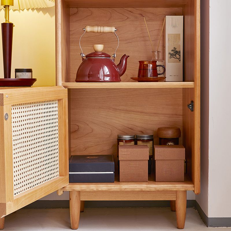 ガラスのドア付きモダンな桜の貯蔵サイドボードキャビネット