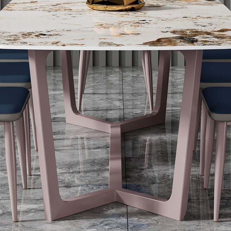 Nordic Glam Rectangle Sintered Stone Dining Table Set 1/4/6/7/8 Pieces Dining Set Clearhalo 'Dining Room Sets' 'Dining Tables & Seating' 'dining_room_set' 'furn' 'furn_dining_room_set' 'Furniture' 'furniture_dining_room_set' 'Kitchen & Dining Furniture' 1200x1200_d5d1f1d1-ba2b-476f-a32a-f346c0756666