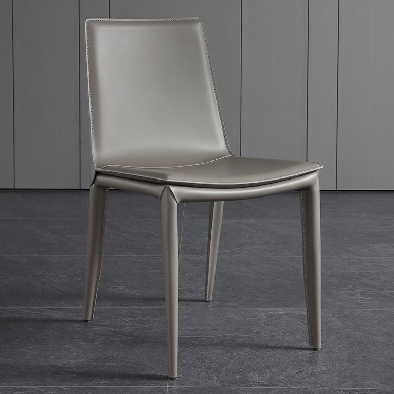 Designer Style Anteroom Solid Back Side stoel Matte afwerking Lederen eetkamerstoel