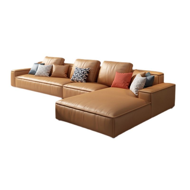 Loose Back Faux Ledersofa mit Chaise Square Arm Sofa - 70,87 "D.