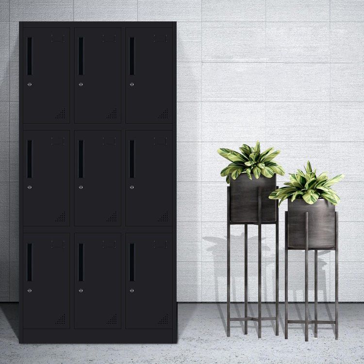 Black Steel Wardrobe with Hinged Door Industrial Storage Cabinet for Bathroom Clearhalo 'Armoires & Wardrobes' 'armoires_wardrobes' 'Bedroom Furniture' 'furn' 'furn_armoires_wardrobes' 'Furniture' 1200x1200_d5d3cd94-ee8c-4c6a-aef5-a04ee23117fc