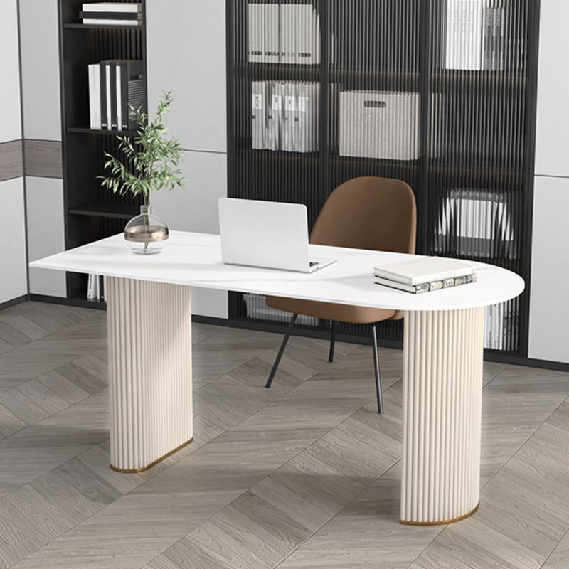 Contemporary Oval Marble Office Desk for Home or Office Writing Desk Clearhalo 'furn' 'furn_office_desk' 'Furniture' 'Office Desks' 'Office Furniture' 'office_desk' 1200x1200_d5d3fa8d-de47-4d2b-9c34-f3a1344207ba