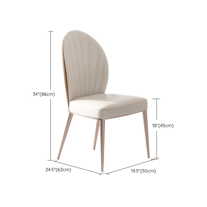 Nordic Style Side Chair Faux Leather Kitchen Dining Chair with Metal Base