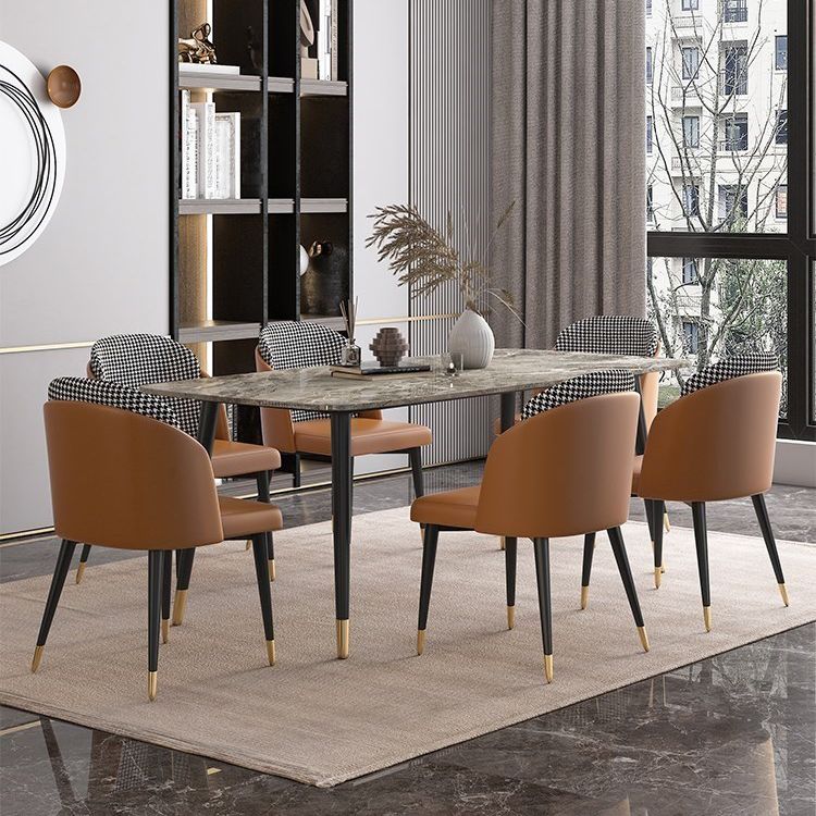 Rectangle Shape Luxury Dining Table Grey Fixed Table with Sintered Stone Clearhalo 'Dining Tables & Seating' 'Dining Tables' 'dining_table' 'furn' 'furn_dining_table' 'Furniture' 'furniture_dining_table' 'Kitchen & Dining Furniture' 1200x1200_d5d585cd-d7f6-40c9-8d7e-1b9356513829