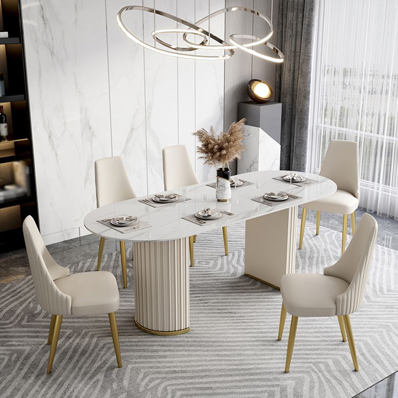 Glam 1/4/5/6/7 Pieces Dining Set Oval Sintered Stone Dining Table Set Clearhalo 'Dining Room Sets' 'Dining Tables & Seating' 'dining_room_set' 'furn' 'furn_dining_room_set' 'Furniture' 'furniture_dining_room_set' 'Kitchen & Dining Furniture' 1200x1200_d5d5de2d-6d65-4cf8-88ee-20a9700c7fe1