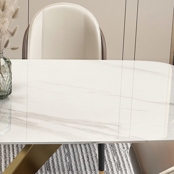 Contemporary Dining Set Rectangular Dining Table with X-shaped Metal Shelf Clearhalo 'Dining Room Sets' 'Dining Tables & Seating' 'dining_room_set' 'furn' 'furn_dining_room_set' 'Furniture' 'furniture_dining_room_set' 'Kitchen & Dining Furniture' 'kitchen&dining_furn' 'kitchen' 1200x1200_d5d63597-ea9e-41d0-abbd-398b31c3c78f