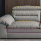 Contemporary Faux Leather Light-grey Sewn Pillow Back Pillow Top Arm Sofa