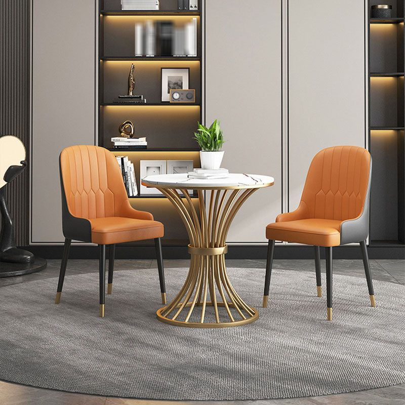 Glam Style 1/3/4/5 Pieces Dining Set Round Sintered Stone Dining Table Set Clearhalo 'Dining Room Sets' 'Dining Tables & Seating' 'dining_room_set' 'furn' 'furn_dining_room_set' 'Furniture' 'furniture_dining_room_set' 'Kitchen & Dining Furniture' 'kitchen&dining_furn' 'kitchen' 1200x1200_d5d6e2e2-973a-446a-a28a-af96104c23d7