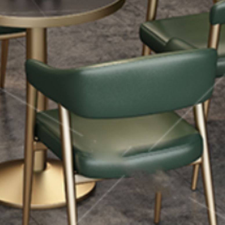 Industrial Faux Leather Chairs Upholstered Arm Chairs with Metal Base