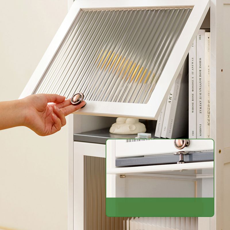 Contemporary White Cabinet with Glass Doors and Legs in Solid Wood Clearhalo &#39;Cabinets &amp; Chests&#39; &#39;cabinets_chests&#39; &#39;furn&#39; &#39;furn_cabinets_chests&#39; &#39;Furniture&#39; &#39;Living Room Furniture&#39; 1200x1200_d5d7f4fb-6341-4407-93e6-793e335d2a29