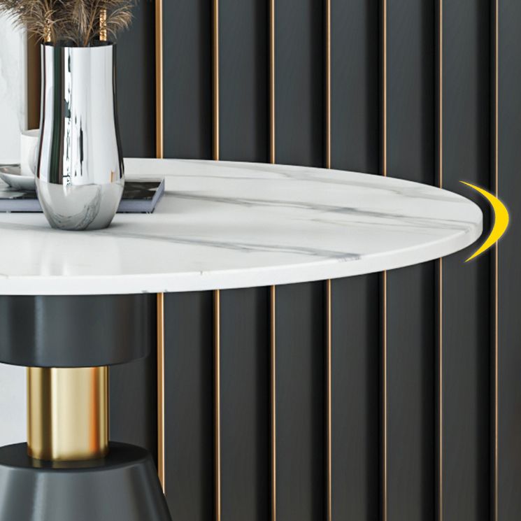 Metal Modern Round Indoor Table Sintered Stone Table for Kitchen Clearhalo 'Dining Tables & Seating' 'Dining Tables' 'dining_table' 'furn' 'furn_dining_table' 'Furniture' 'Kitchen & Dining Furniture' 1200x1200_d5d891f2-7182-489d-a278-d14872481732